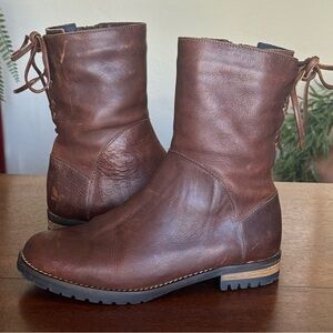 Genuine Leather Ankle Boots Brown Lace Up Low Heel Fabianelli | EU 37 US 6.5/7